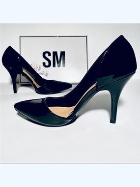 New SM 8 Black Patent Leather Sexy Pumps
